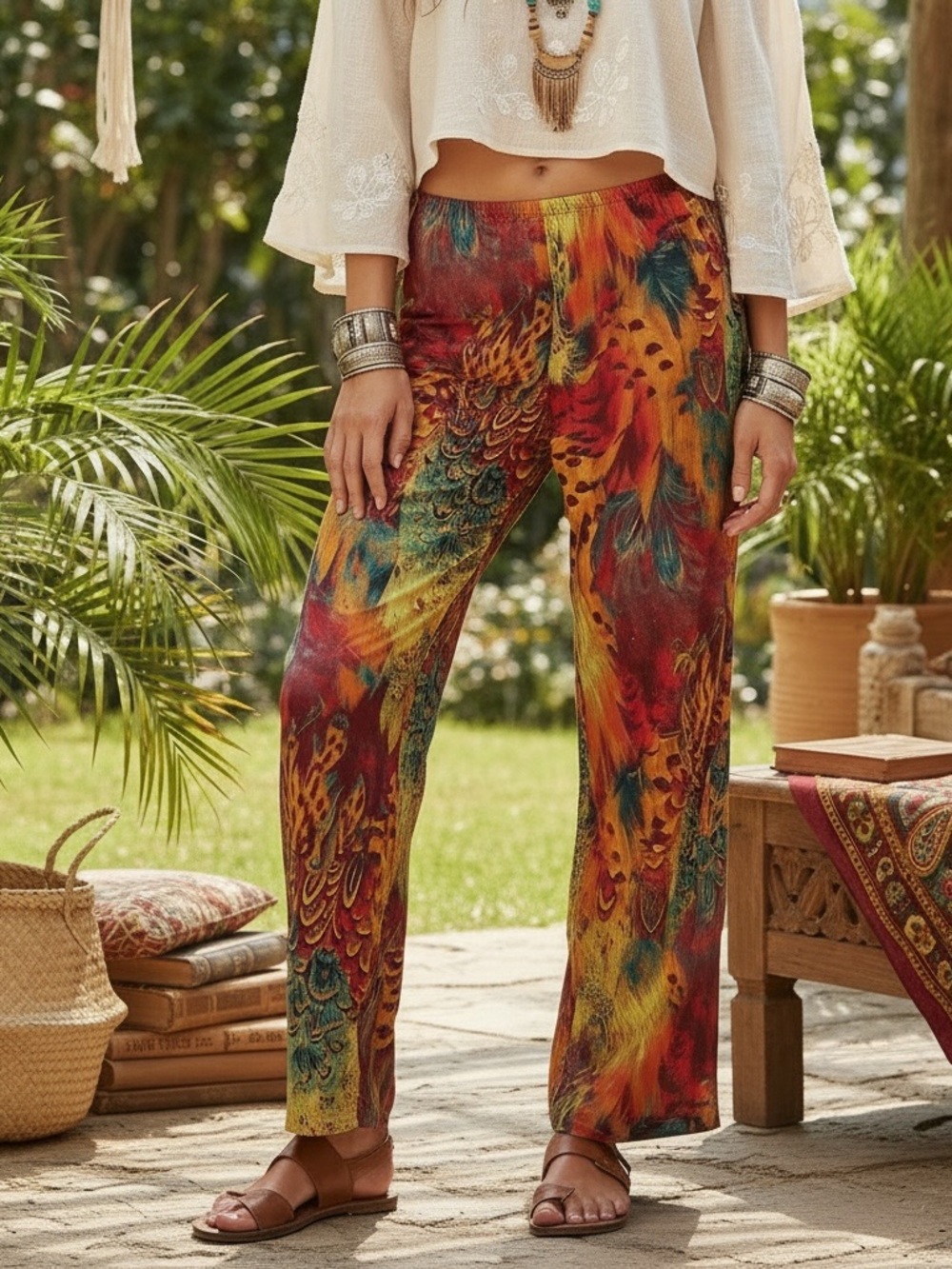 The Pyramid Collection Vibrant Multicolor Flare Pants
